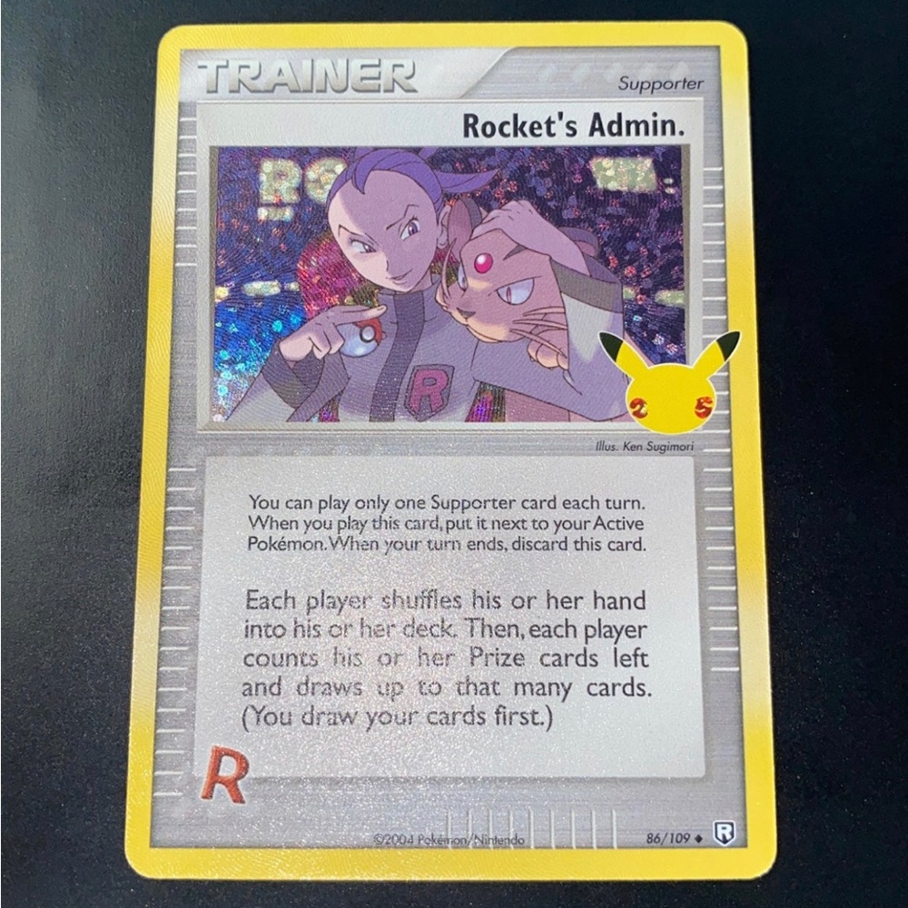Stamped Trainer Rocket’s Admin Uncommon 86/109 Deck Set 25th Celebrations